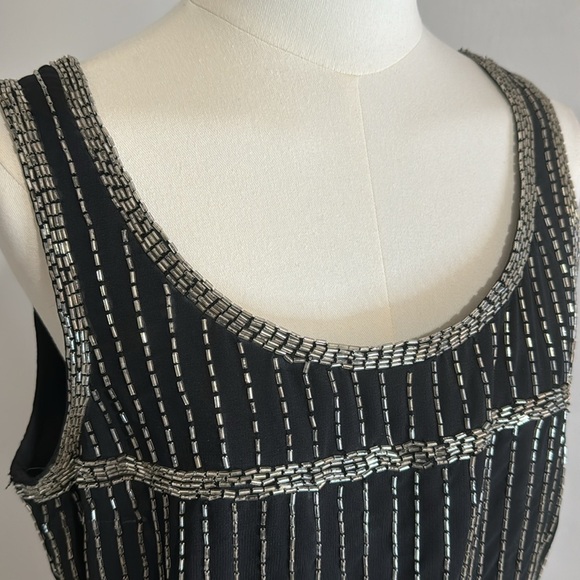 Susana Monaco Black Beaded Mini Tank Dress Size 8 Cocktail Party Wedding Event - Picture 3 of 6